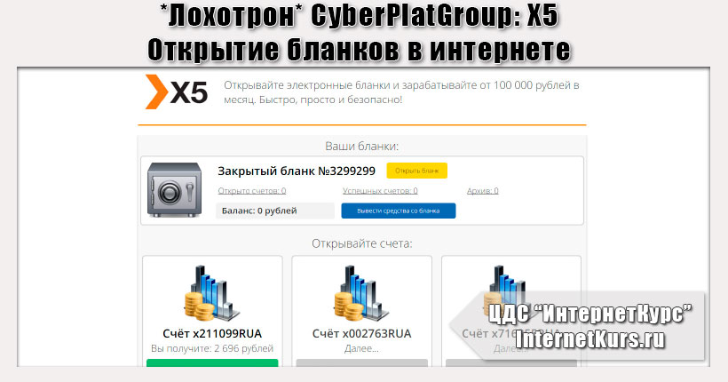 *Лохотрон* CyberPlatGroup: X5 - открытие бланков в интернете. Отзывы
