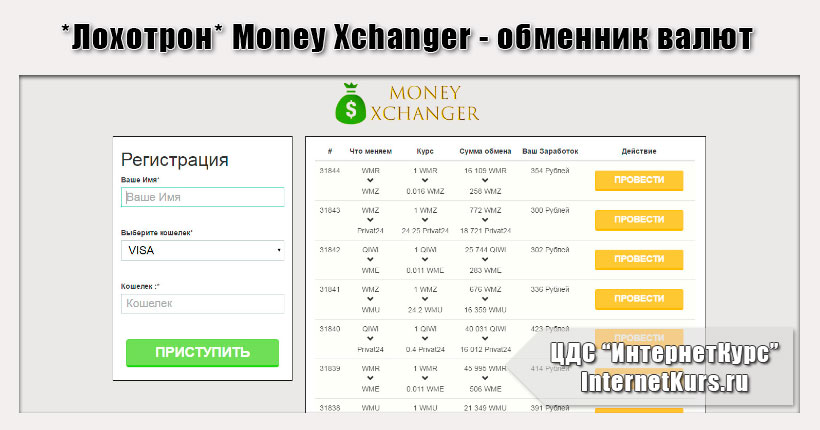 *Лохотрон* Money Xchanger - обменник валют. Отзывы экспертов